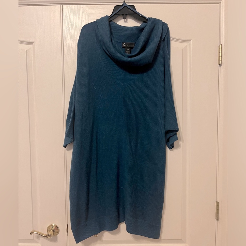 Lane Bryant Blue Cowl Neck Sweater Dress SZ 26/28
